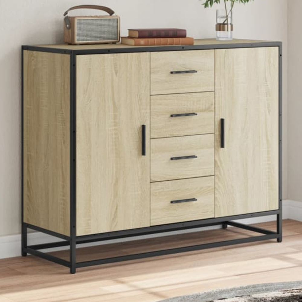 vidaXL 2 Door 4 Drawer Sonoma Oak Wide Sideboard Image 1