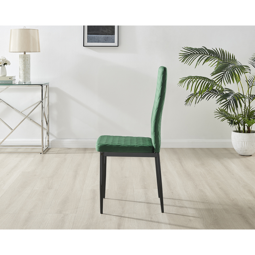Furniturebox Valera Set of 4 Green and Black Velvet Dining Chair Image 4