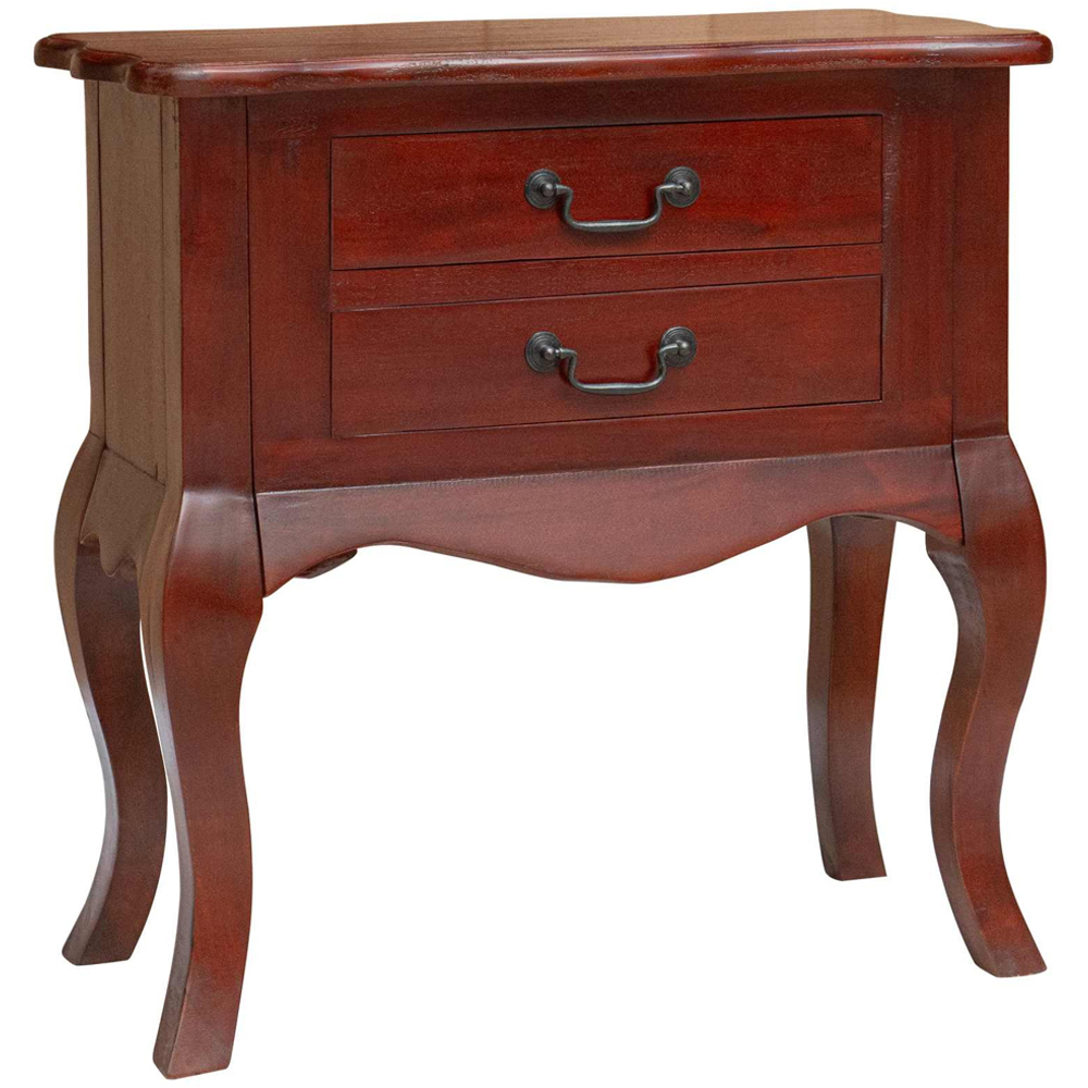 vidaXL 2 Drawer Dark Brown Solid Mahogany Wood Side Table Image 2