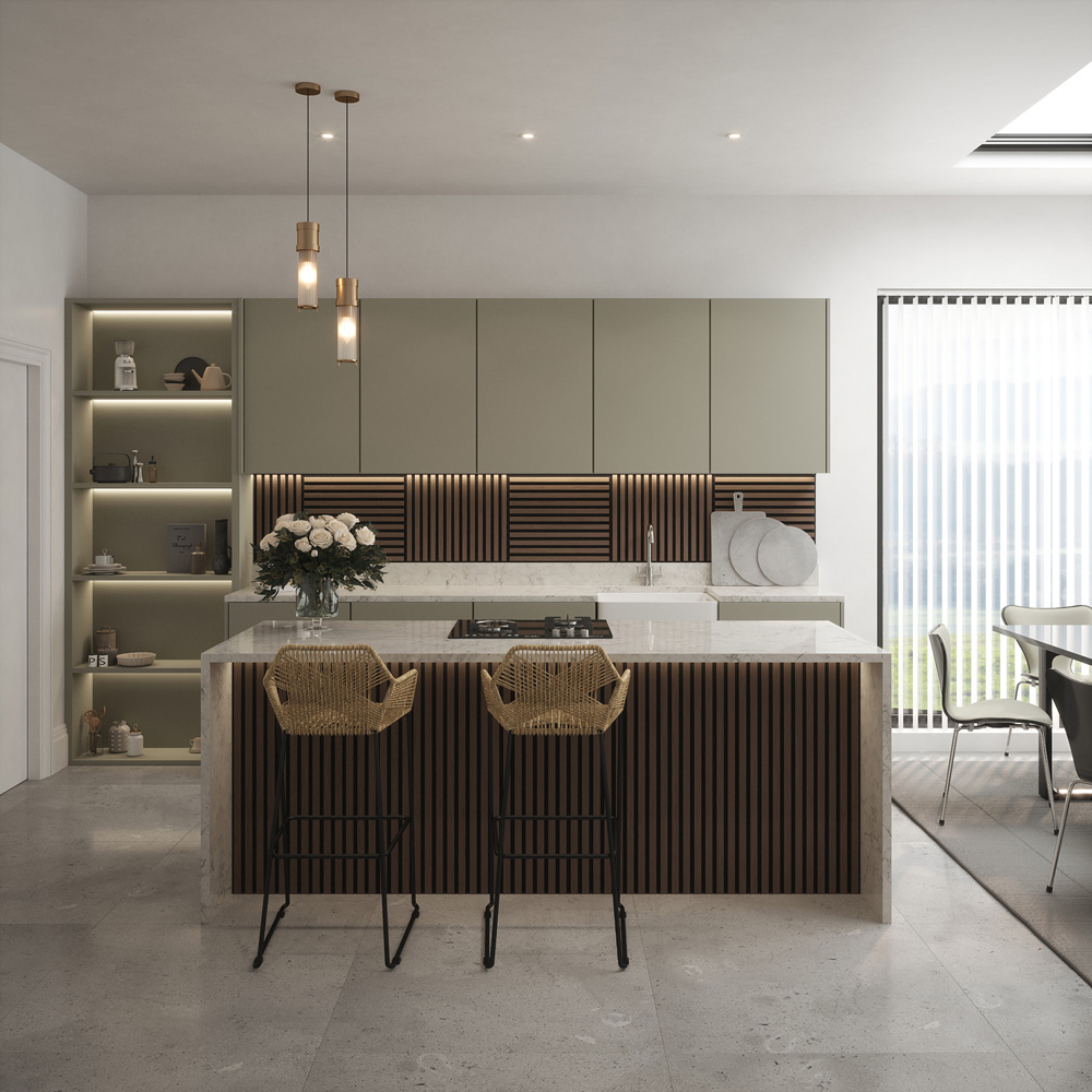 Tuscan Walnut PVC Wrapped Acoustic Wall Tile 55.3 x 55.3cm 4 Pack Image 7