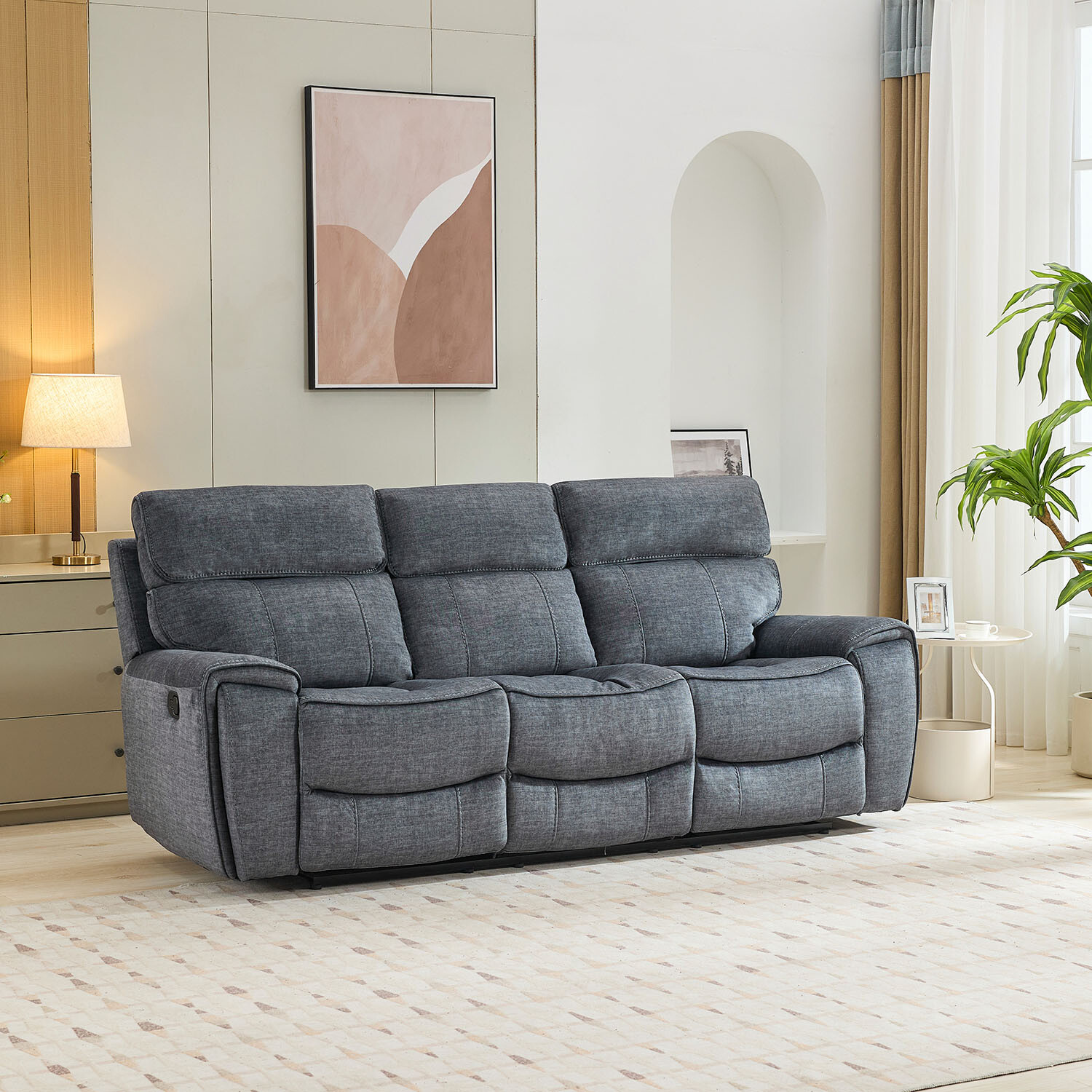 Cancun Reclining Sofa - Grey / 3 Image 1