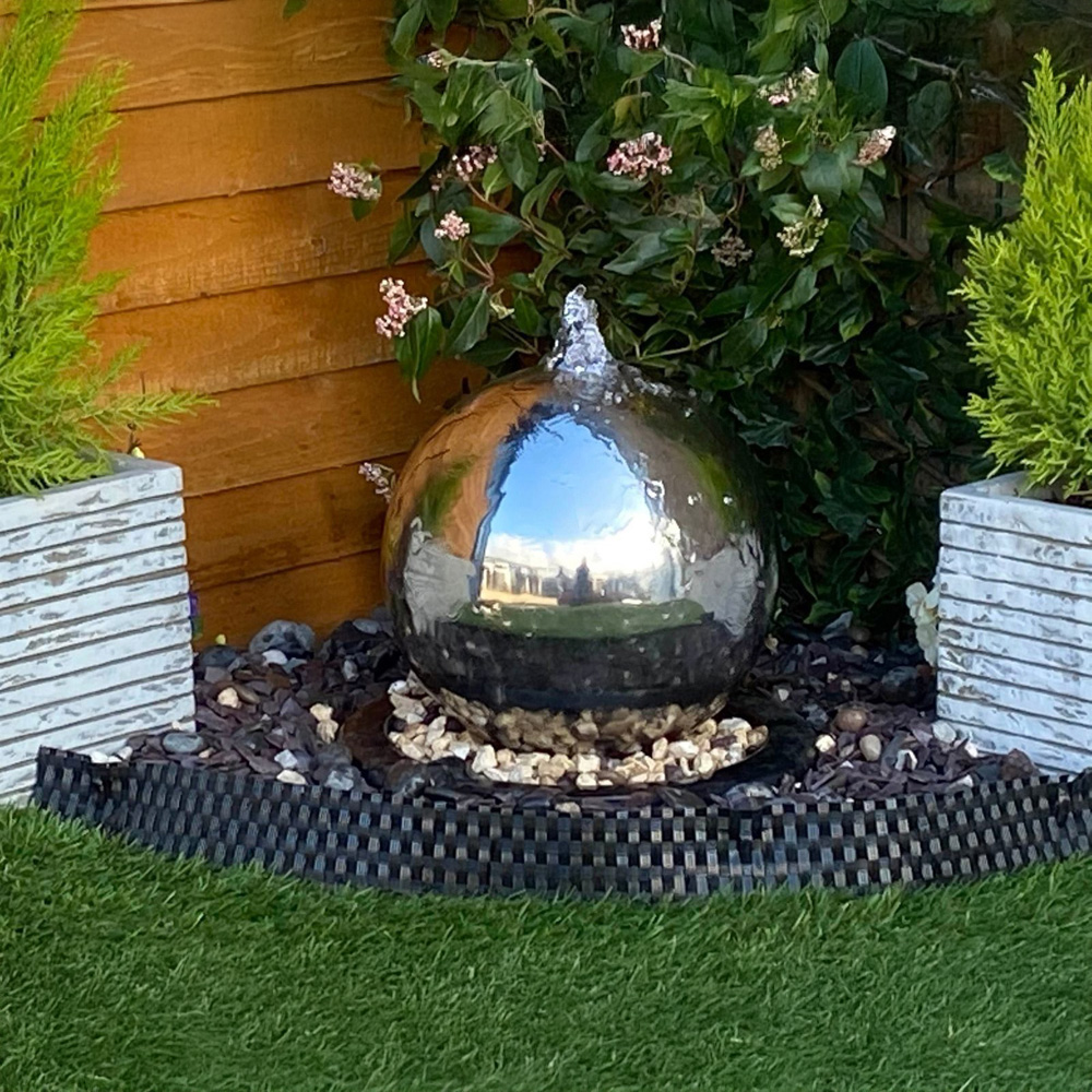Tranquillity Stainless Steel Sphere Solar Powered LED Water Feature 30cm Image 2