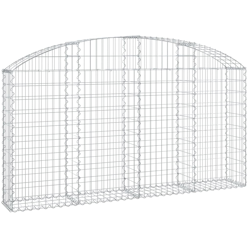 vidaXL Silver Galvanised Iron Arched Gabion Basket 200 x 30 x 100/120cm Image 1