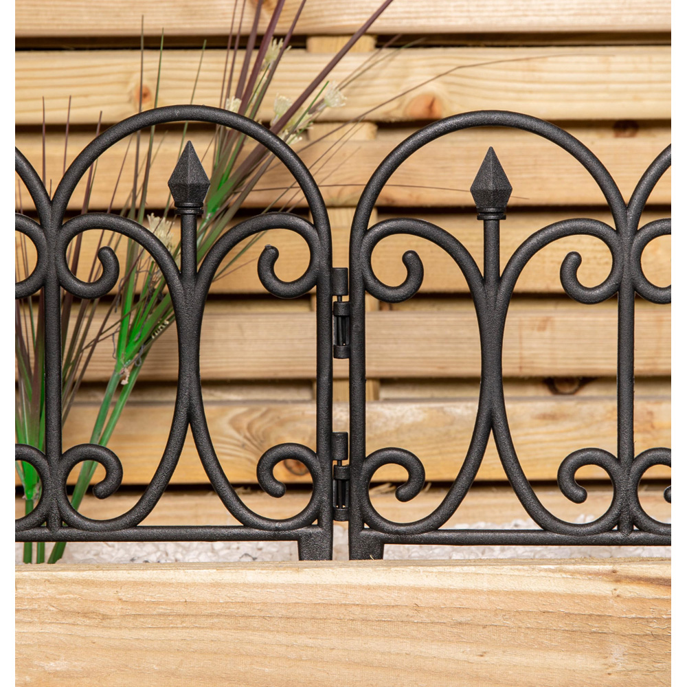 Samuel Alexander 4 Pack Black Ornate Garden Decorative Border Fence Edging Image 9