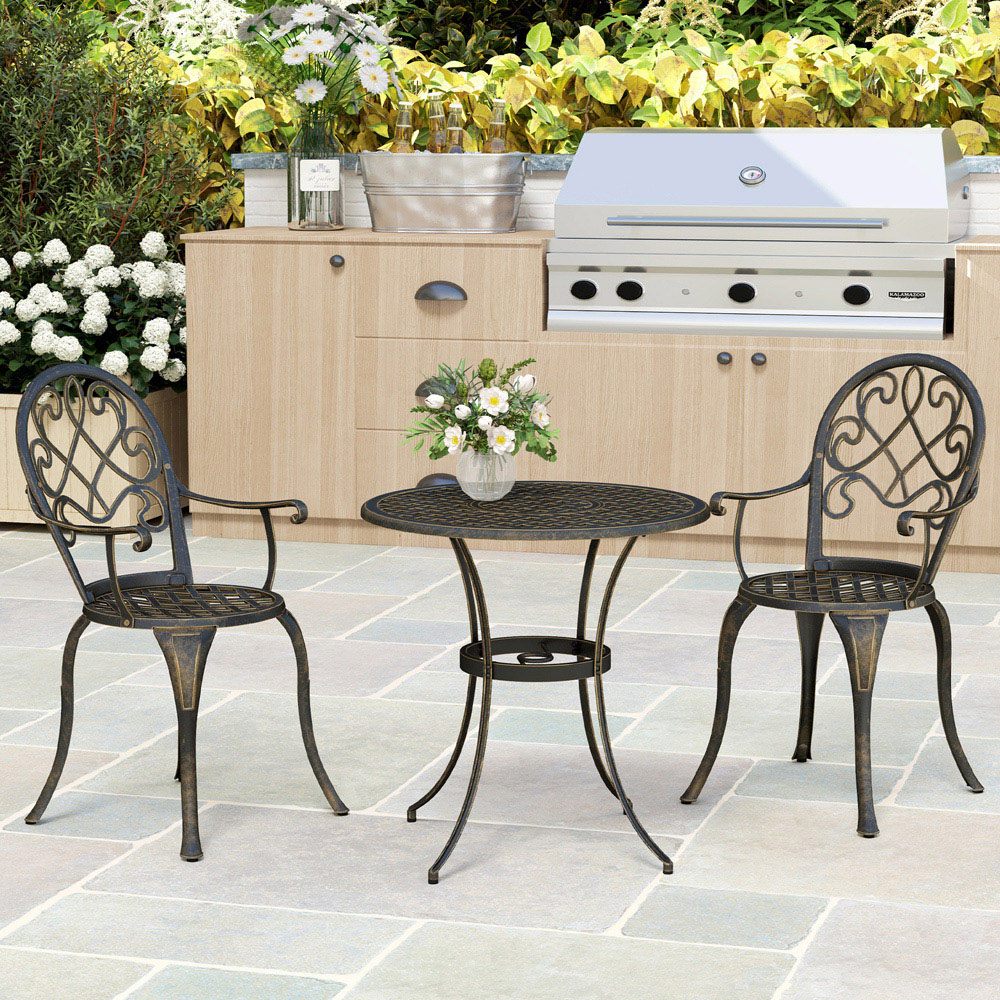 Outsunny 2 Seater Bistro Set Bronze Tone Image 3