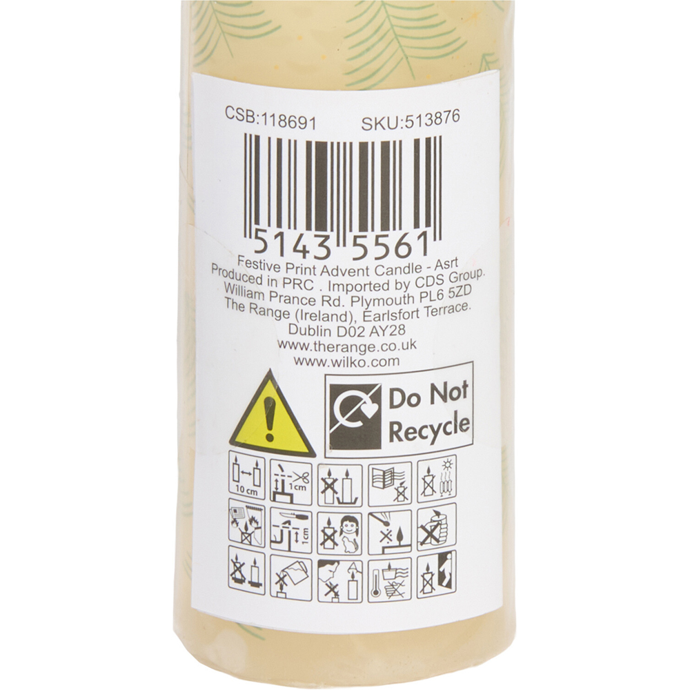 Festive Print Advent Pillar Candle Image 8
