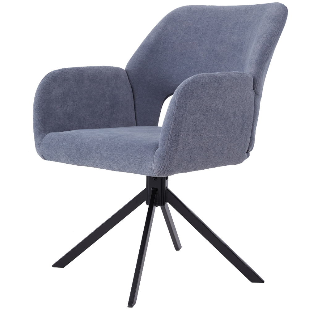 Living and Home Grey Teddy Fleece Upholstered Swivel Chair Image 2