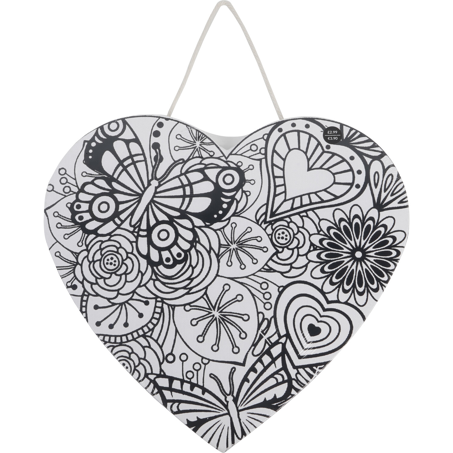 Colour Your Own Butterfly Heart Canvas Image 1