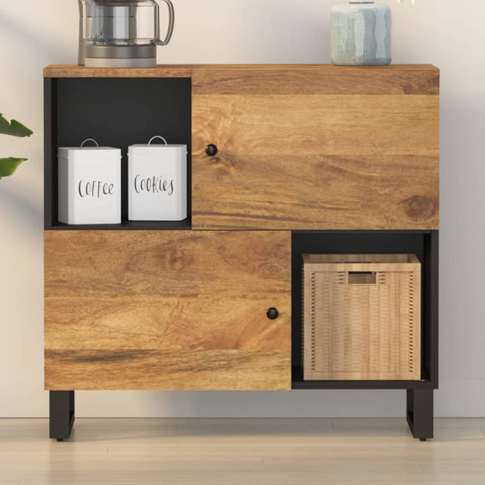 vidaXL 2 Door 2 Shelf Honey Brown Mango Wood Sideboard Image 1