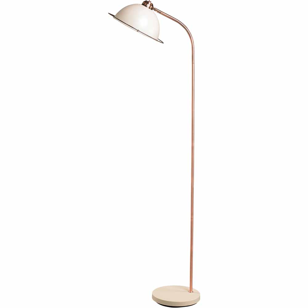 Lighting and Interiors Blair Cream And Copper Floor Lamp Image 1