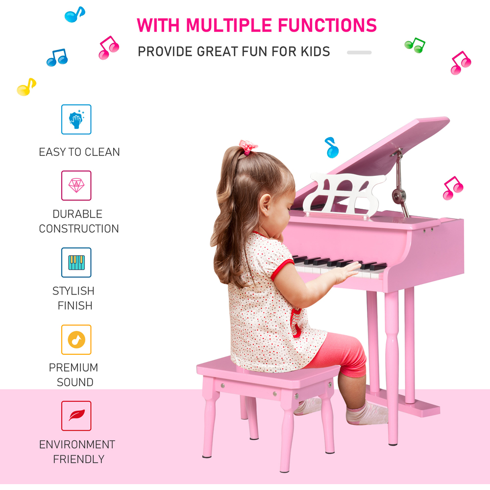 Tommy Toys 30 Keys Mini Kids Piano with Music Stand and Bench Image 7