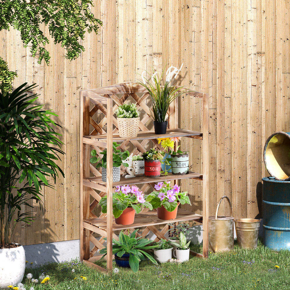 Outsunny 3 Tier Wooden Plant Stand Image 2