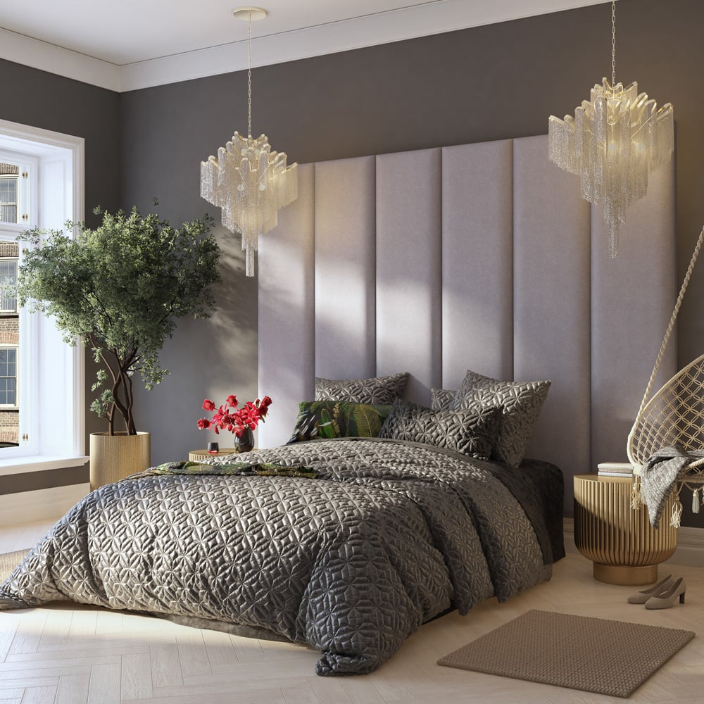 Aspire Furniture Llewelyn-Bowen Luxury Grey Eire Linen Wall Mounted Headboard 45cm Image 8