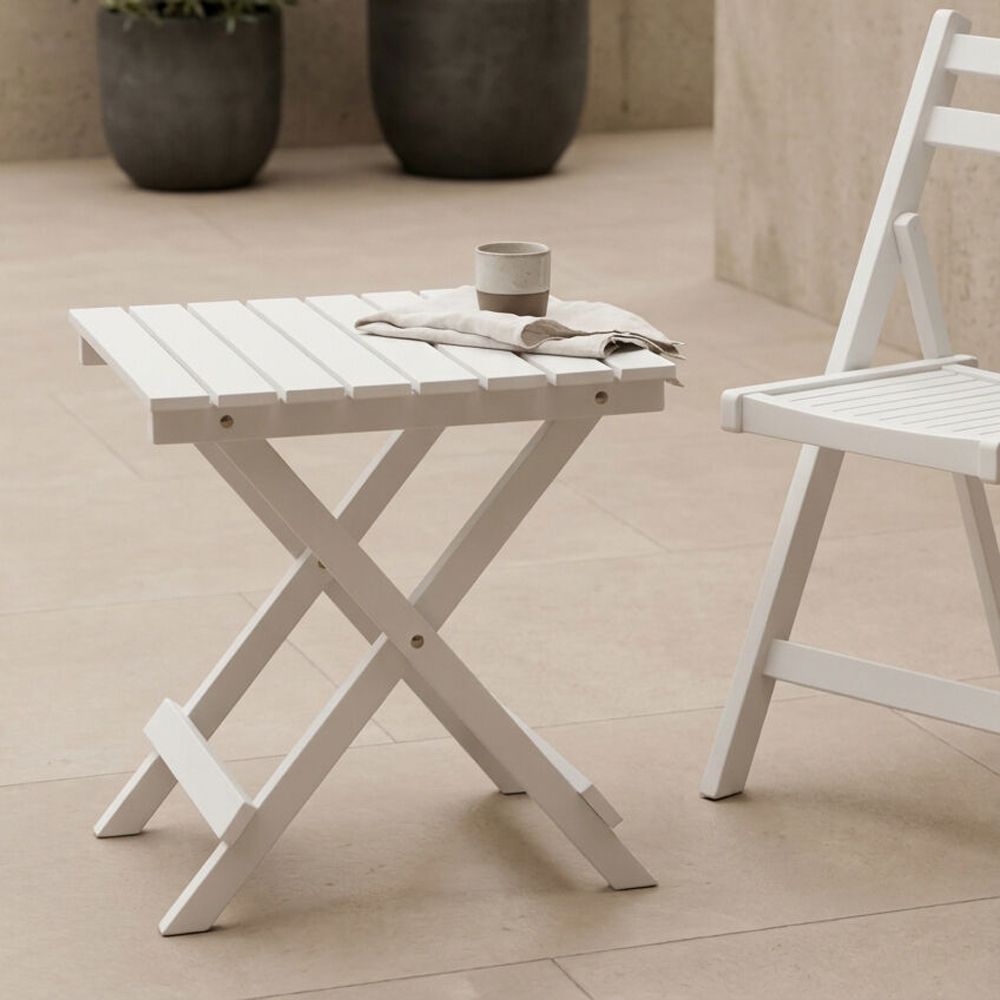 Premier Housewares White Wooden Foldable Side Table Image 6