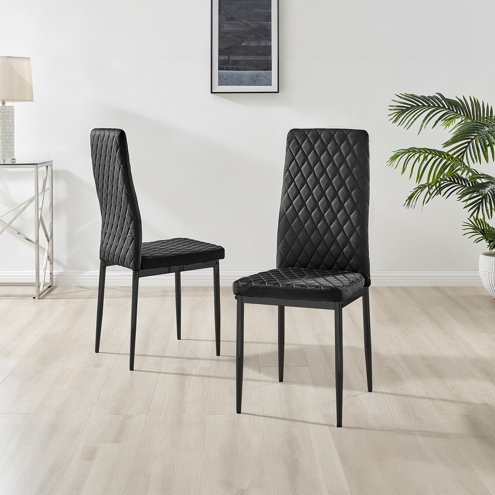 Furniturebox Valera Set of 4 Black Velvet Dining Chair Image 2