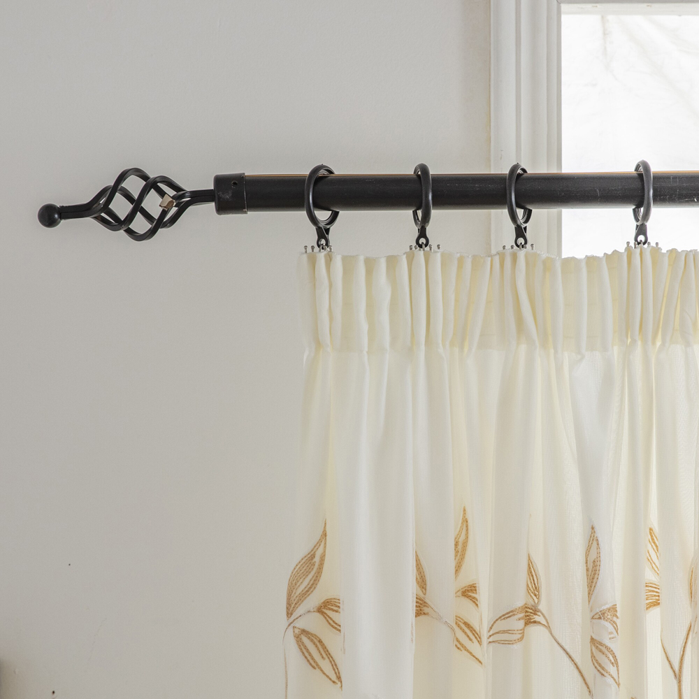 Alan Symonds Leaf Embroidered Gold Pencil Pleat Tulle Voile Curtains 229 x 229cm Image 2