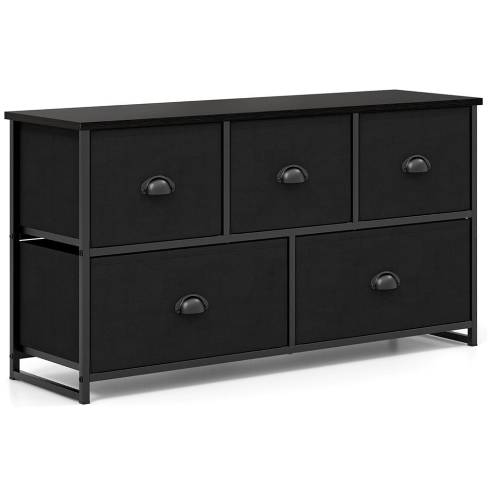 Costway 5 Drawer Black Fabric Chest of Drawers Image 2