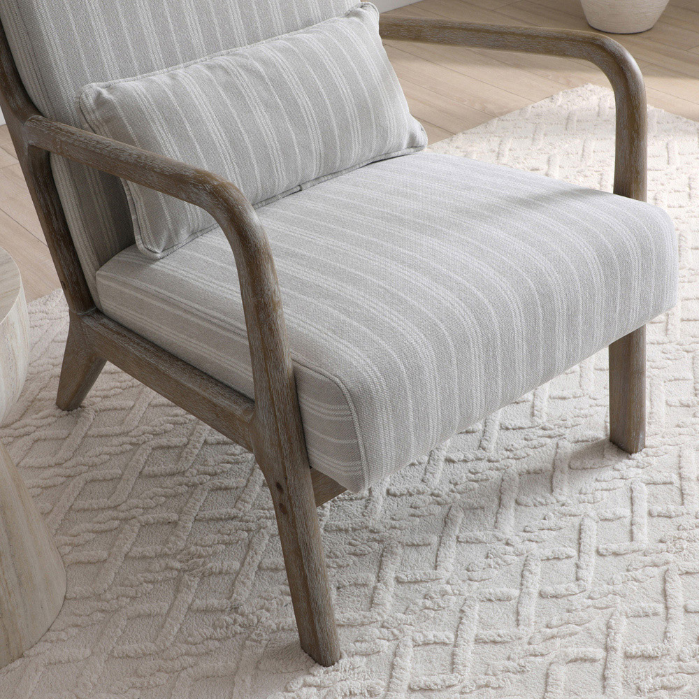 Otis Natural Stripe Chenille Light Frame Static Armchair with Bolster Cushion Image 7