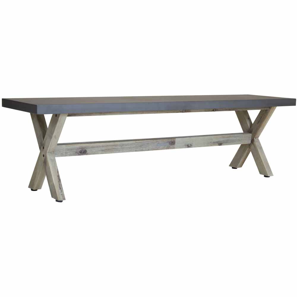 Charles Bentley Fibre Cement and Acacia Wood Dining Bench Metal