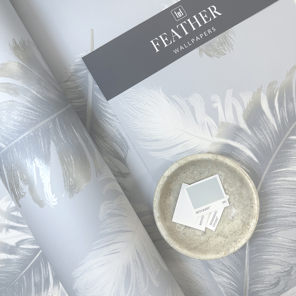 Belgravia Decor Feather Blue Wallpaper Image 3
