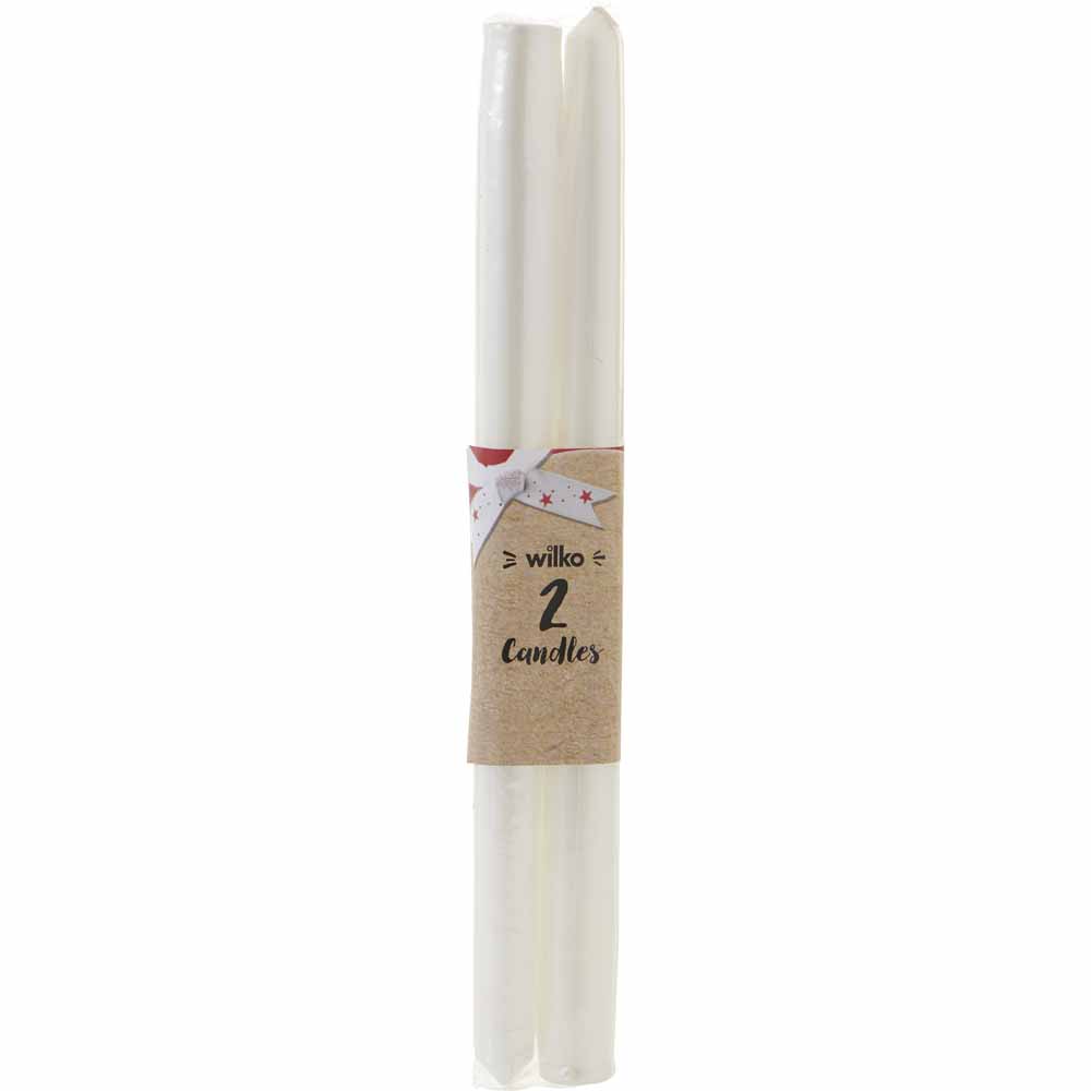Wilko White Taper Candle 2 Pack Image 1