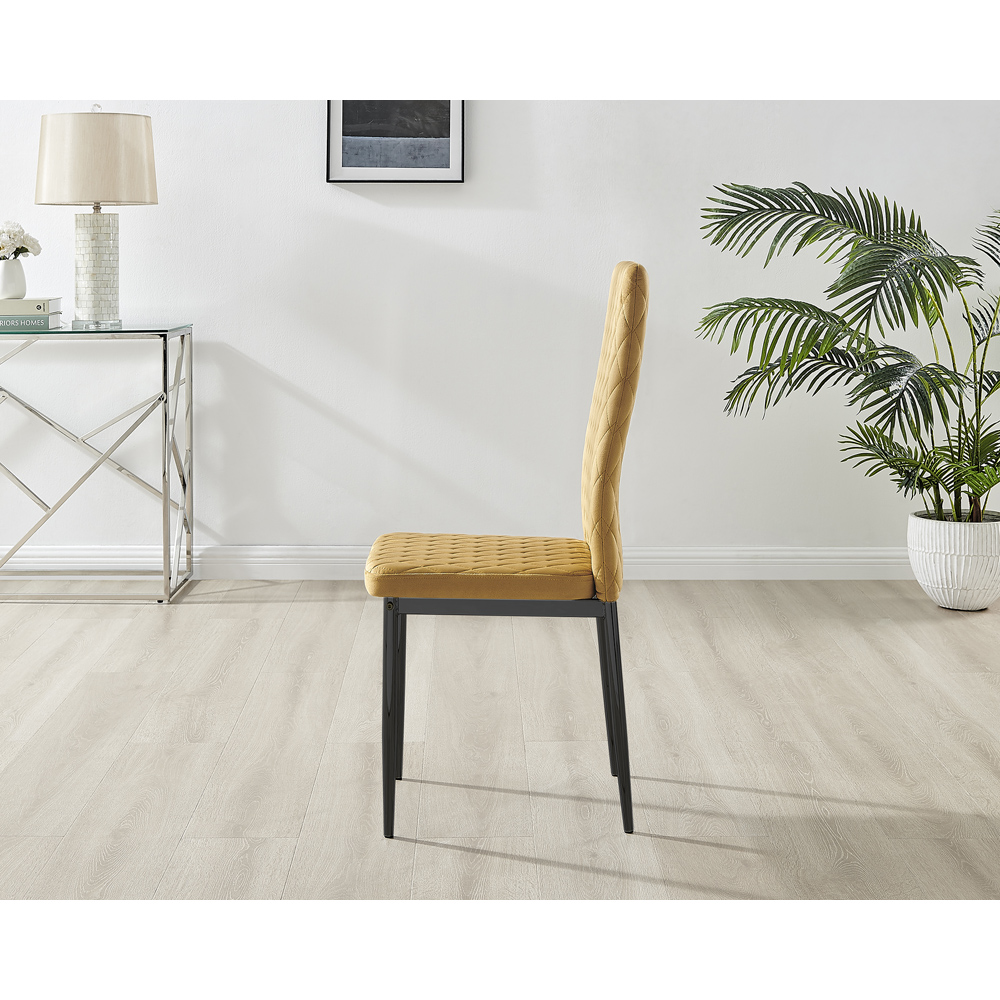 Furniturebox Valera Set of 4 Mustard Yellow and Black Velvet Dining Chair Image 4