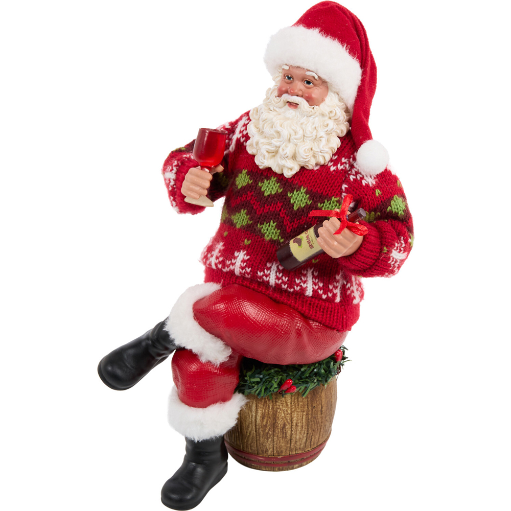 Christmas Barrel Sitting Santa Decoration Image 3