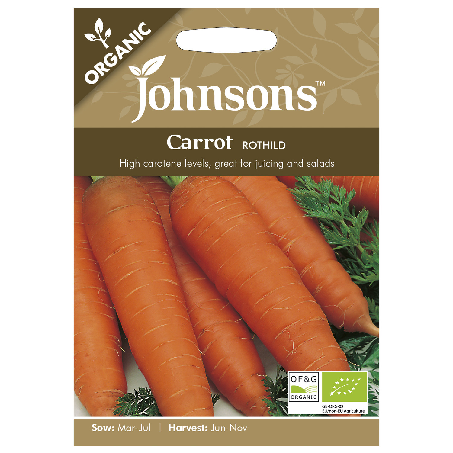 Johnsons Pack of Rothild Organic Carrot Seeds Image