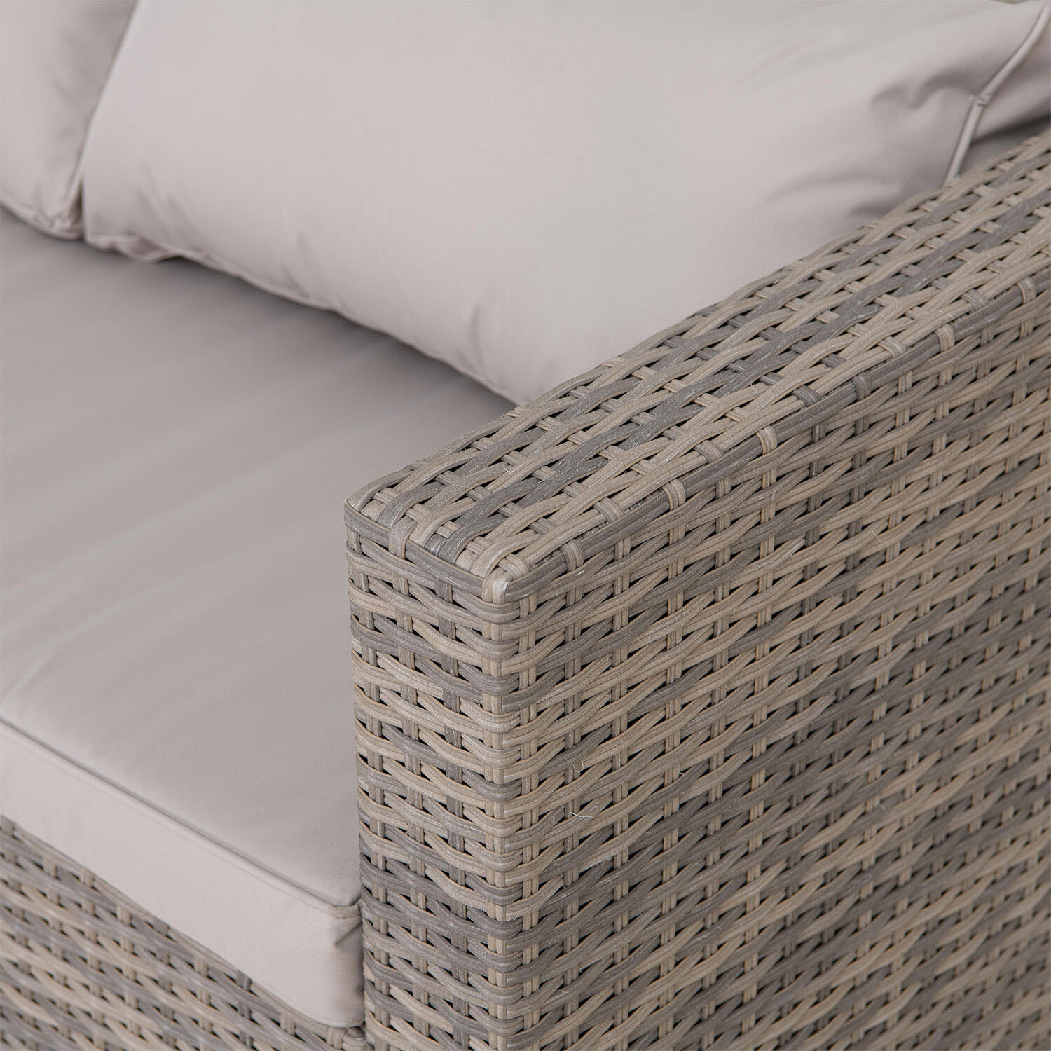 Alexandria 3 Seater Natural Rattan Wicker Outdoor Corner Sofa Lounge Set with Cushions Image 3
