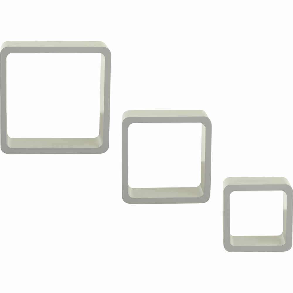 Wilko Set 3 MDF Cube Shelves Grey Image 2