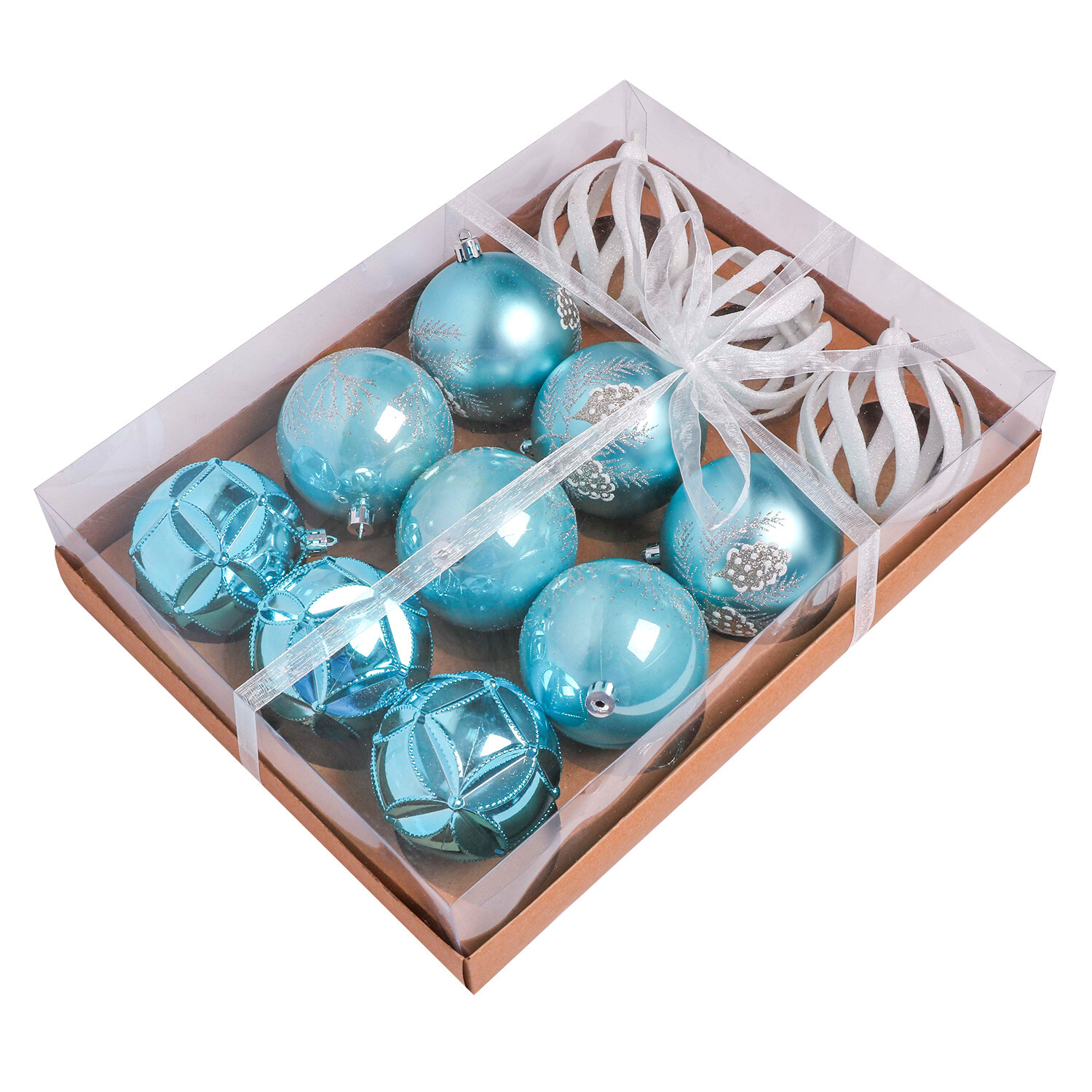 Set of 12 Alpine Lodge Baubles - Blue Image 1