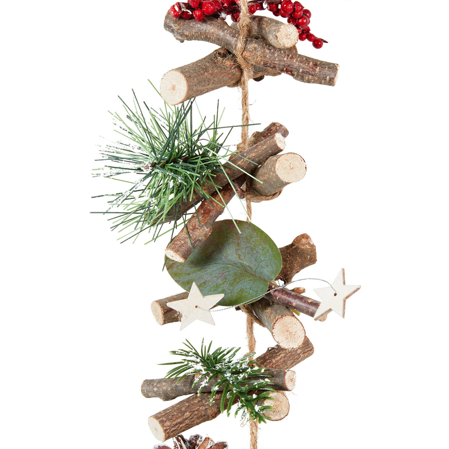 Bauble Pinecone Driftwood Garland - Natural Image 2