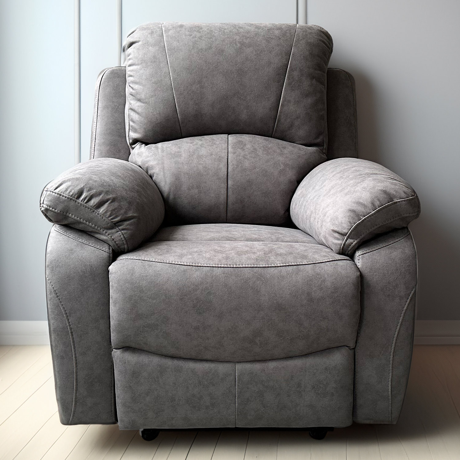 Milano Charcoal Grey Fabric Manual Recliner Chair Image 1