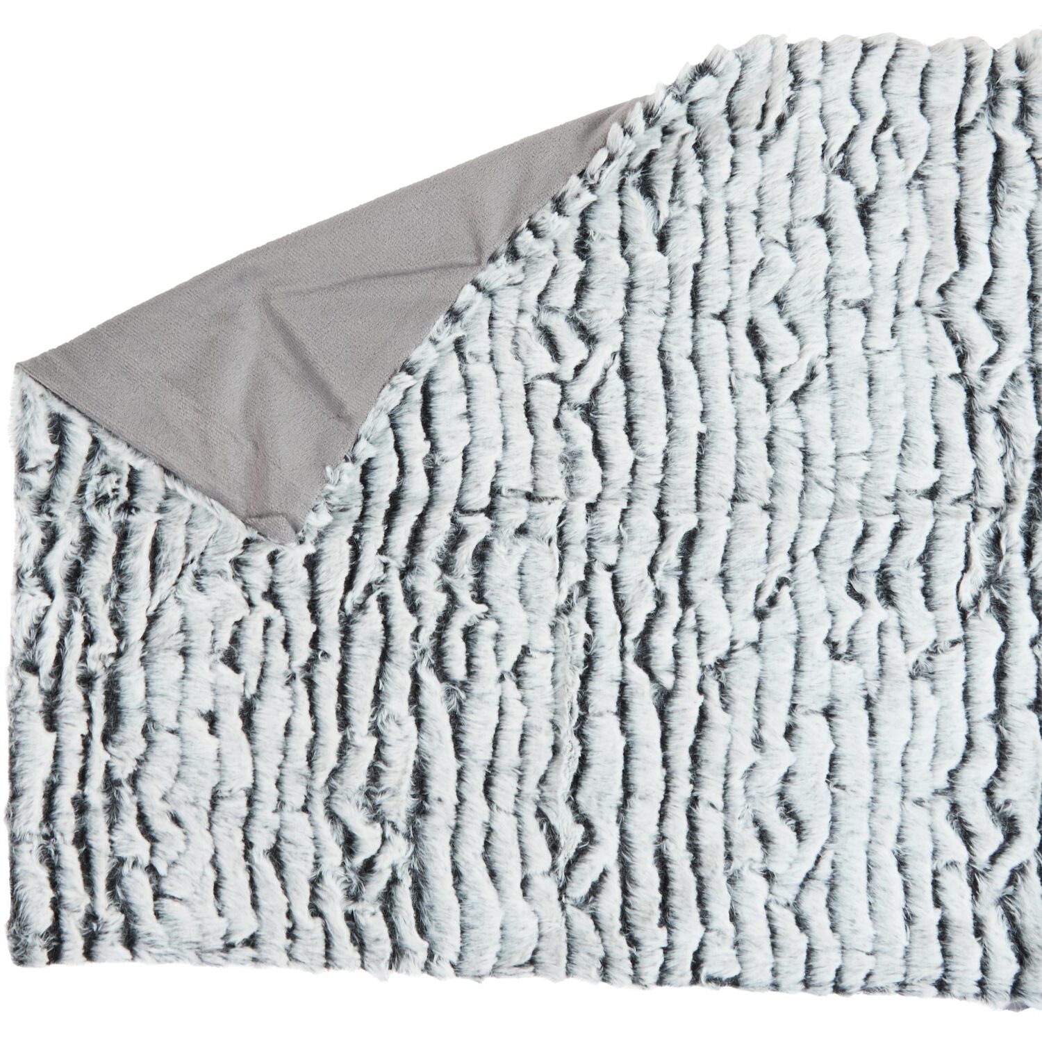 Wilko Tipped Faux Fur Duvet Set Grey King Image 3