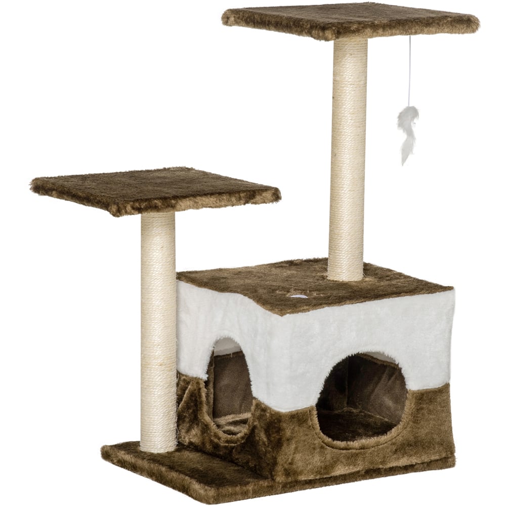 PawHut 70cm Brown Cat Activity Tree Image 1