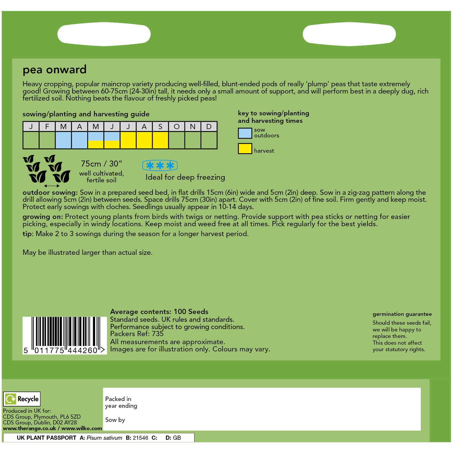 Wilko Pea Onward Seeds Image 2