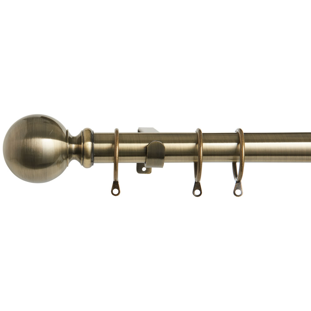 Wilko 170 - 300cm Antique Brass Ball Extendable Curtain Pole Image 1