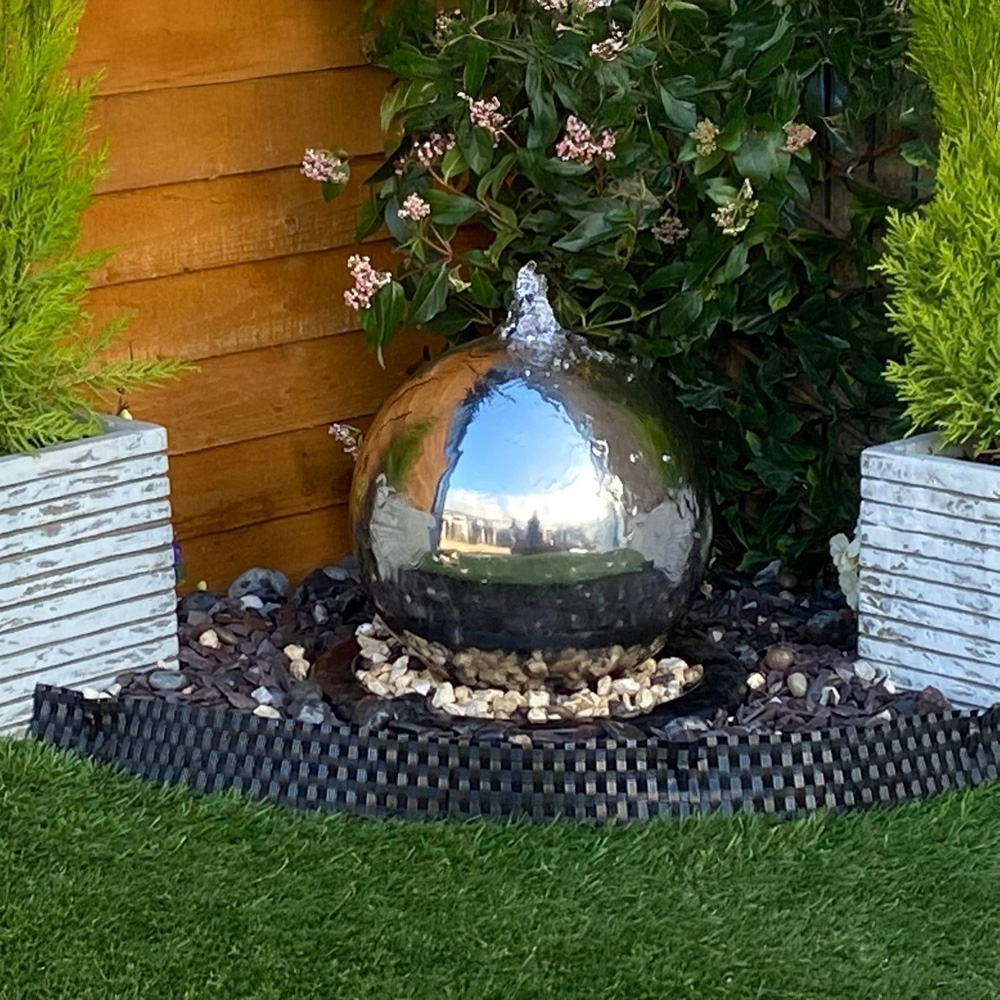 Tranquillity Stainless Steel Sphere Mains Powered LED Water Feature 30cm Image 2