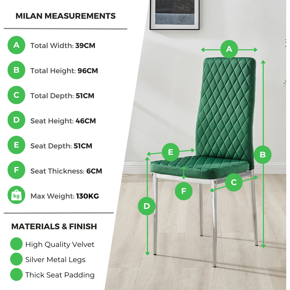 Furniturebox Valera Set of 4 Green and Chrome Velvet Dining Chair Image 8