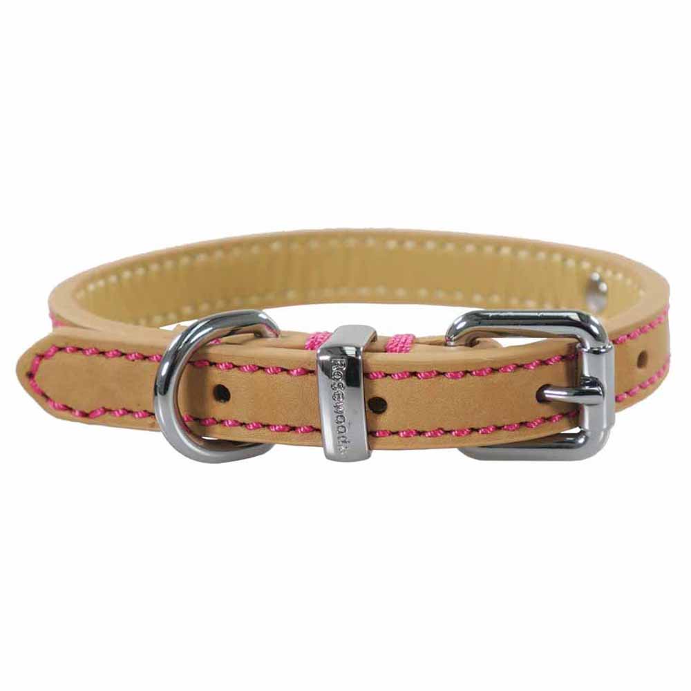 Rosewood Tan Leather Dog Collar 22-26in Image 1
