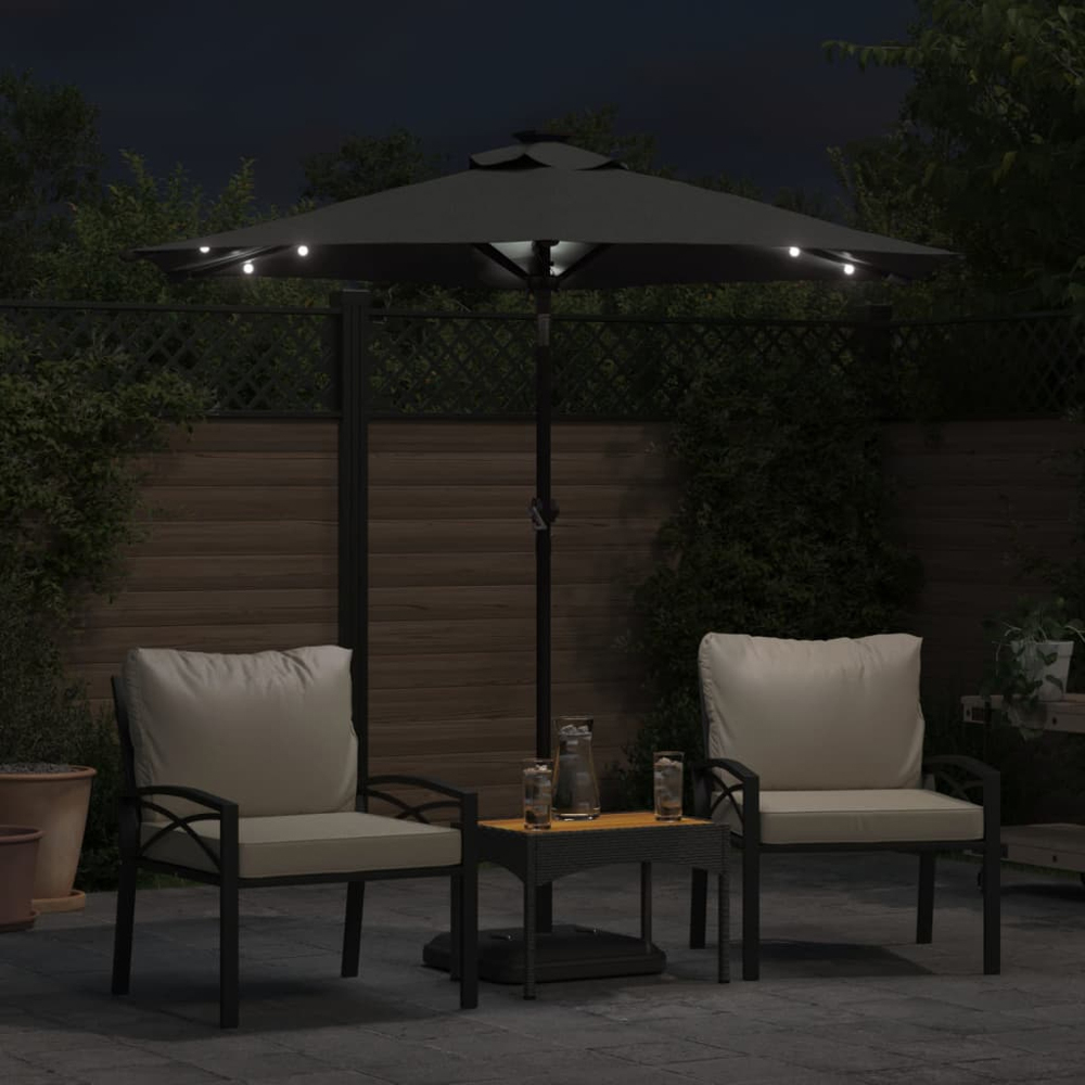 vidaXL Anthracite LED Light Garden Parasol with Steel Pole 2.25m Image 2
