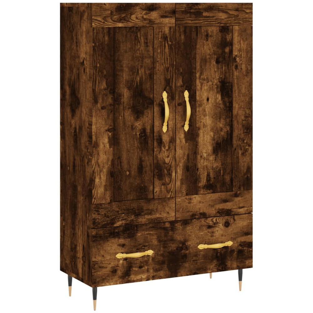 vidaXL 2 Door Single Drawer Smoked Oak Highboard Image 2