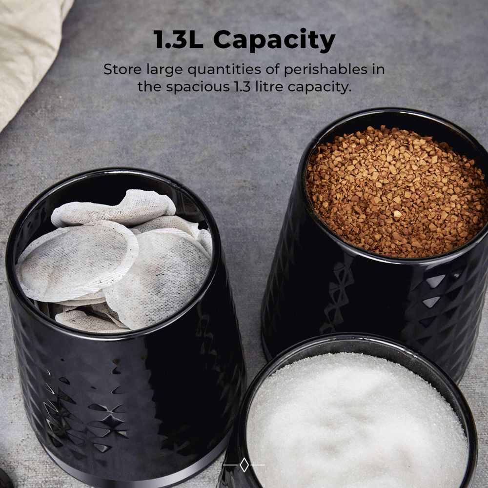 Tower 3 Piece Black Solitaire Canister Set Image 4