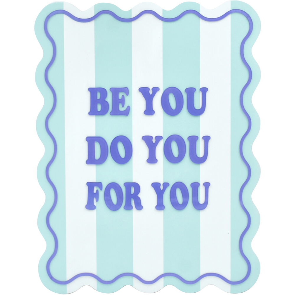 Inspirational Wavy Wooden Plaque Blue Image 1