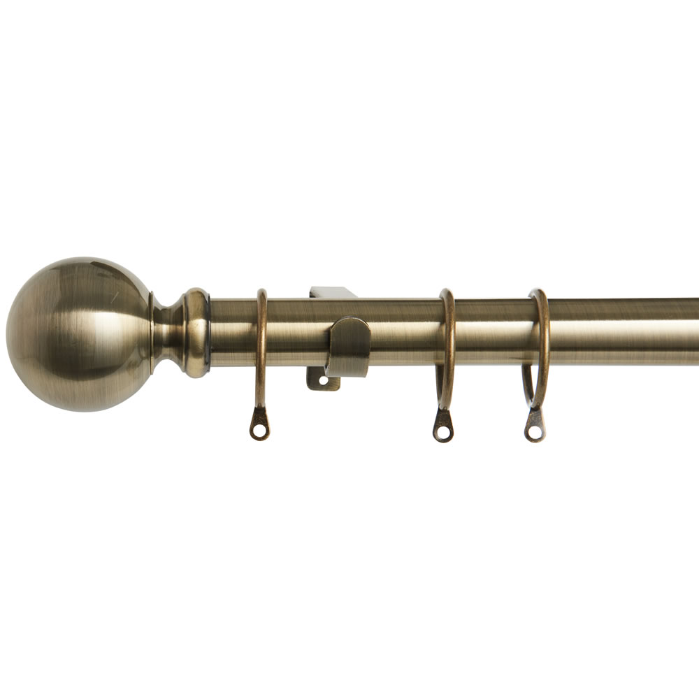 Wilko 120 - 210cm Extendable Antique Brass Ball Curtain Pole Image 1