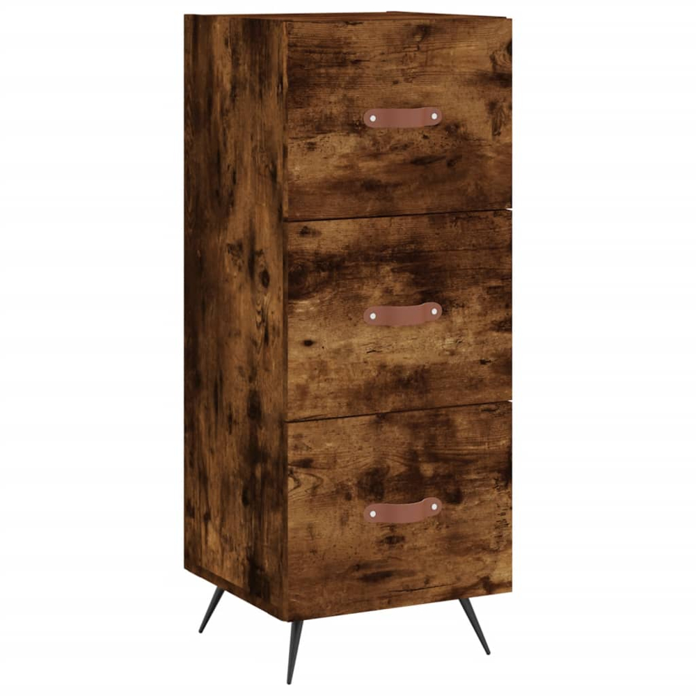 vidaXL Single Door 3 Drawer Smoked Oak Highboard Image 5