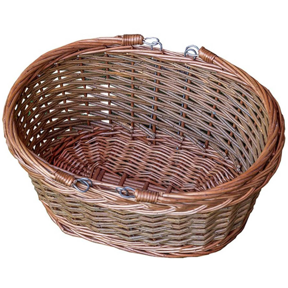 Red Hamper Oval Wicker Swing Handle Shopping Basket Image 1