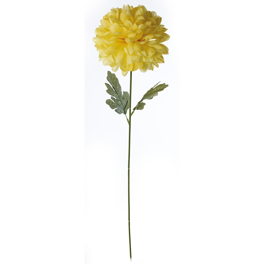 Wilko Yellow Pom Pom Single Stem Artificial Flower Imagine a vase overflowing with the extravagant shape and colour of this blazing yellow pom mum flower in a bouquet. This bloom would look well as a single stem, but would add real pizzazz to an arrangement of monochrome yellow or multicoloured blossoms. This single stem has a pongee silk flower and a wired plastic stem for firm support. Colours, specifications and designs may vary due to the nature of the product. Wilko Yellow Pom Pom Single Stem Artificial Flower