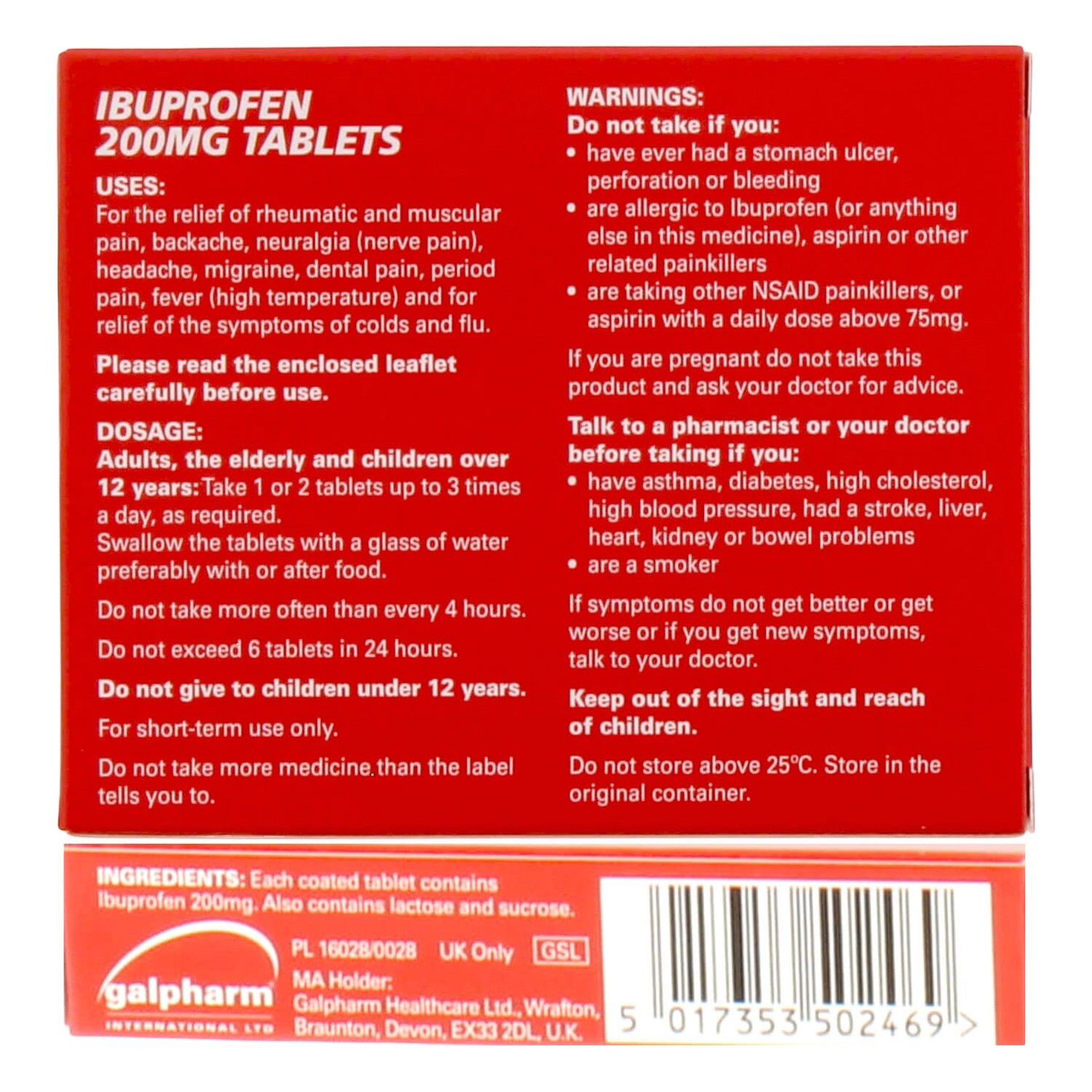 Pack of 16 Galpharm 200mg Ibuprofen Tablets Image 2