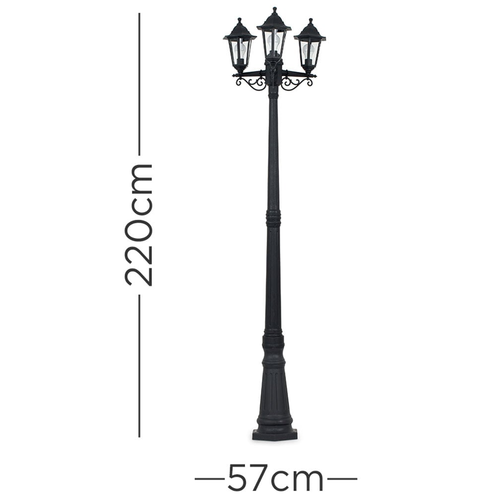 ValueLights Mayfair Black 3 Light Post Lamp Image 8